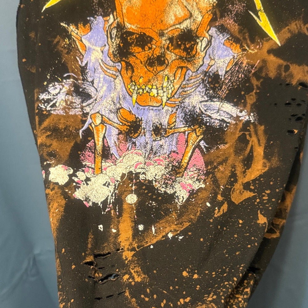 One of a kind repurposed Metallica Distressed Black Sleeveless Top Mens Medium - Picture 5 of 10